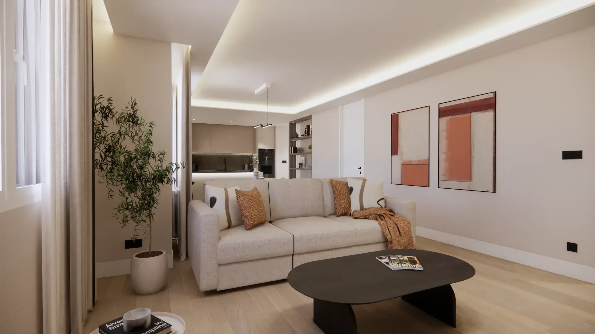 Piso de diseño completamente exterior con tres terrazas